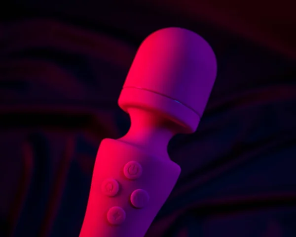 Pinker Vibrator Neonrosa Und Blauem Licht — Stockfoto