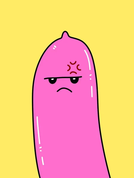 Schattig Condoom Cartoon Gele Achtergrond — Stockfoto