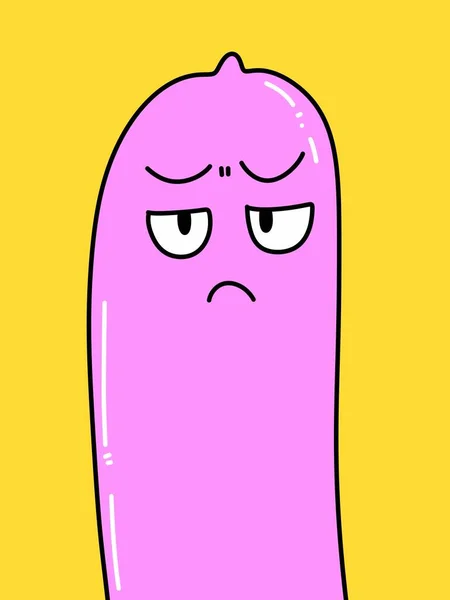 Cute Condom Cartoon Yellow Background — Stock Photo, Image