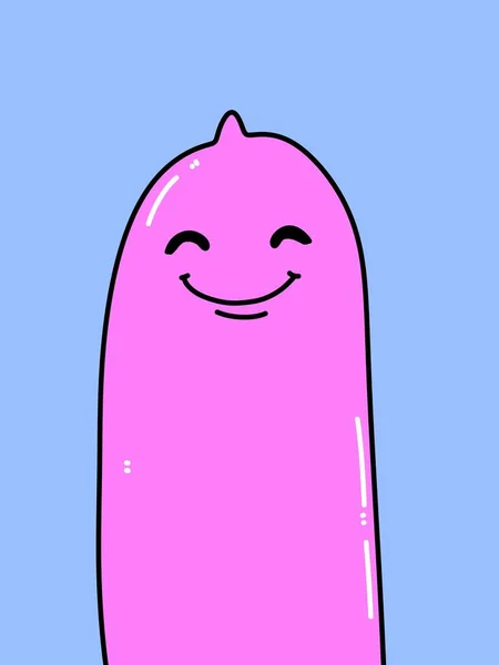 Schattig Roze Condoom Cartoon Met Glimlach Gezicht — Stockfoto