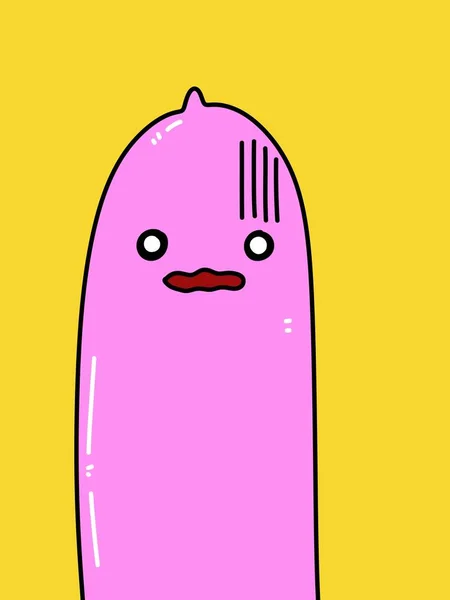 Roztomilý Kondom Karikatura Žlutém Pozadí — Stock fotografie